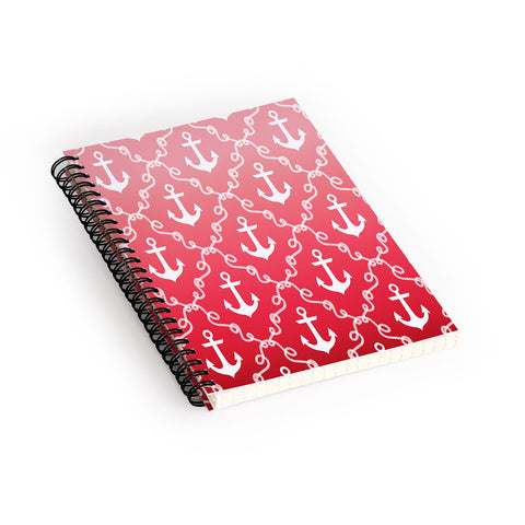 Jacqueline Maldonado Nautical Knots Ombre Red Spiral Notebook
