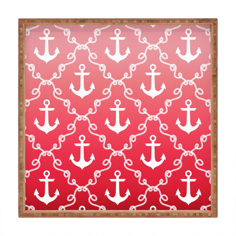 Jacqueline Maldonado Nautical Knots Ombre Red Square Tray