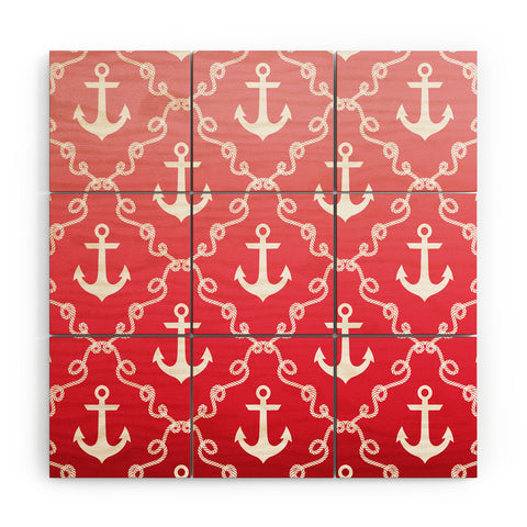 Jacqueline Maldonado Nautical Knots Ombre Red Wood Wall Mural