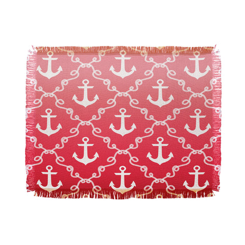 Jacqueline Maldonado Nautical Knots Ombre Red Throw Blanket