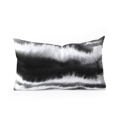 Jacqueline Maldonado Ombre Waves Black and White Oblong Throw Pillow