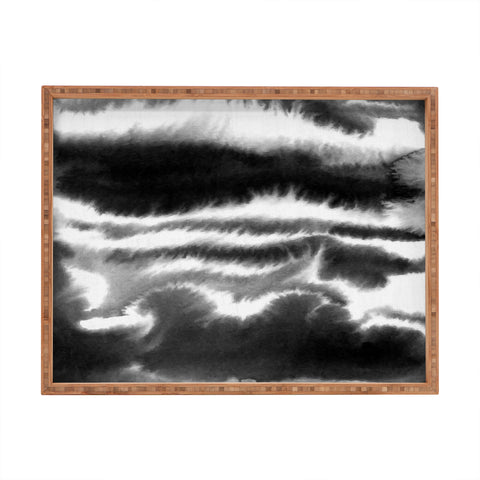 Jacqueline Maldonado Ombre Waves Black and White Rectangular Tray
