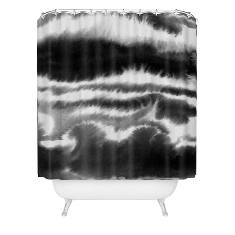 Jacqueline Maldonado Ombre Waves Black and White Shower Curtain