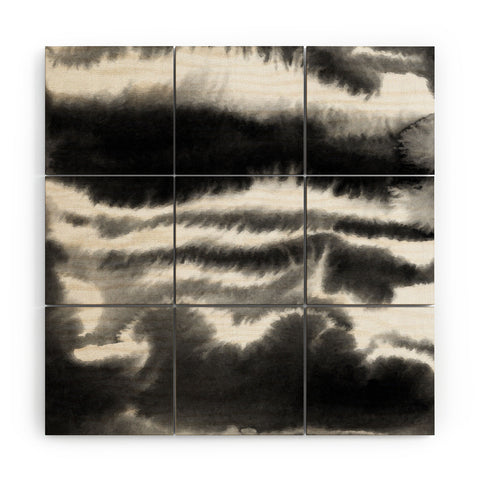 Jacqueline Maldonado Ombre Waves Black and White Wood Wall Mural