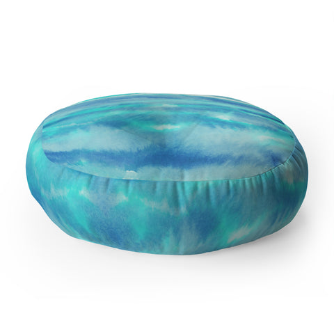 Jacqueline Maldonado Ombre Waves Blue Green Floor Pillow Round