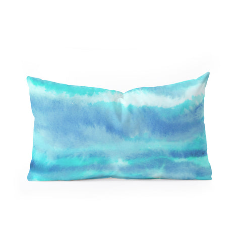 Jacqueline Maldonado Ombre Waves Blue Green Oblong Throw Pillow