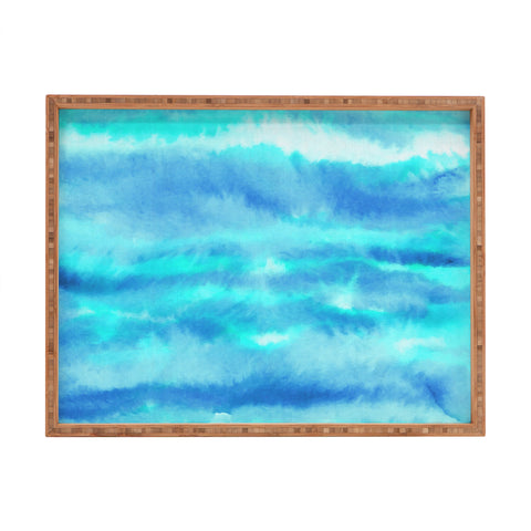 Jacqueline Maldonado Ombre Waves Blue Green Rectangular Tray