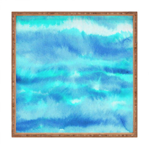 Jacqueline Maldonado Ombre Waves Blue Green Square Tray