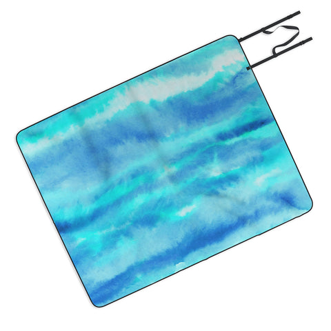 Jacqueline Maldonado Ombre Waves Blue Green Picnic Blanket