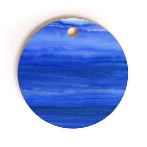 Jacqueline Maldonado Ombre Waves Blue Ocean Cutting Board Round