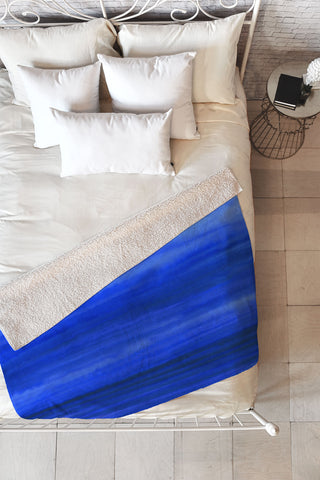 Jacqueline Maldonado Ombre Waves Blue Ocean Fleece Throw Blanket