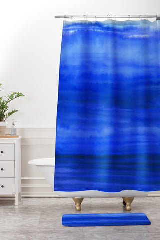 Jacqueline Maldonado Ombre Waves Blue Ocean Shower Curtain And Mat