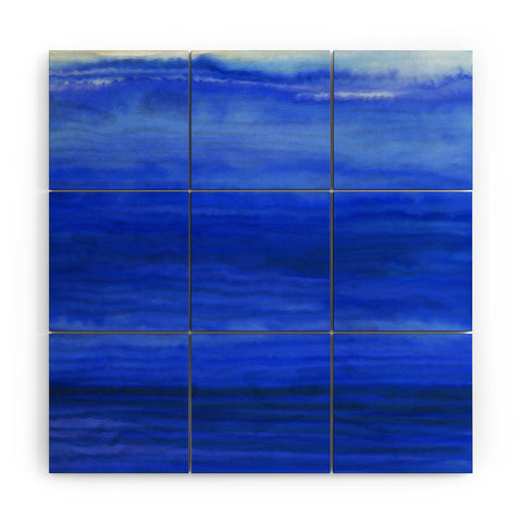 Jacqueline Maldonado Ombre Waves Blue Ocean Wood Wall Mural