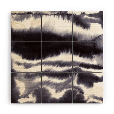 Jacqueline Maldonado Ombre Waves Cool Black Wood Wall Mural