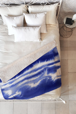 Jacqueline Maldonado Ombre Waves Indigo Fleece Throw Blanket