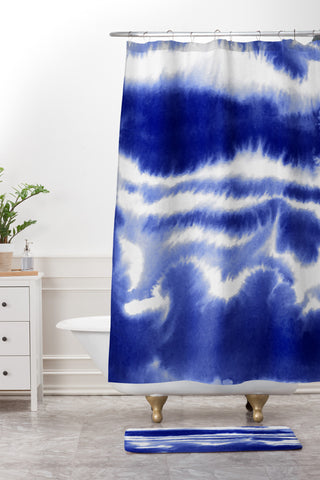 Jacqueline Maldonado Ombre Waves Indigo Shower Curtain And Mat