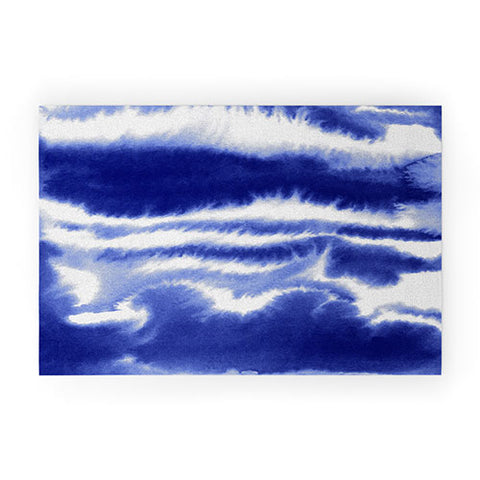 Jacqueline Maldonado Ombre Waves Indigo Welcome Mat