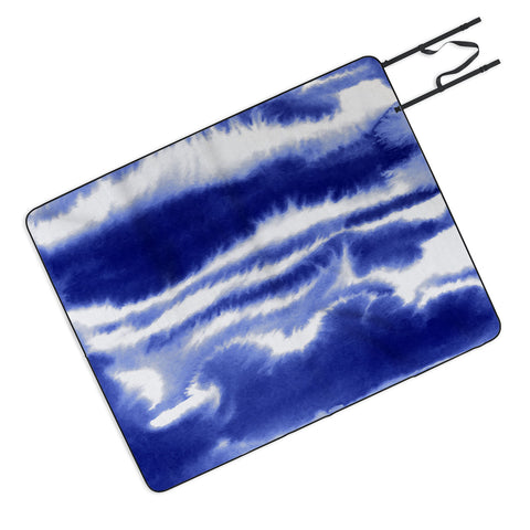 Jacqueline Maldonado Ombre Waves Indigo Picnic Blanket