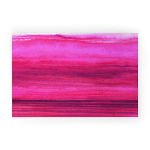 Jacqueline Maldonado Ombre Waves Sunset Welcome Mat