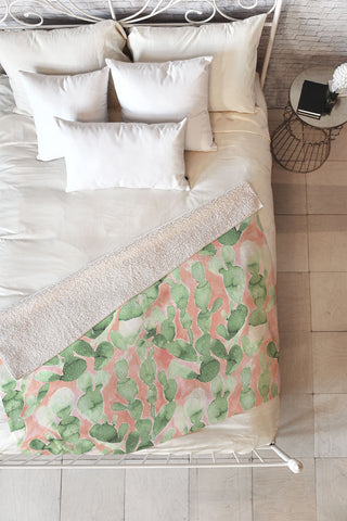 Jacqueline Maldonado Paddle Cactus Pale Green Fleece Throw Blanket