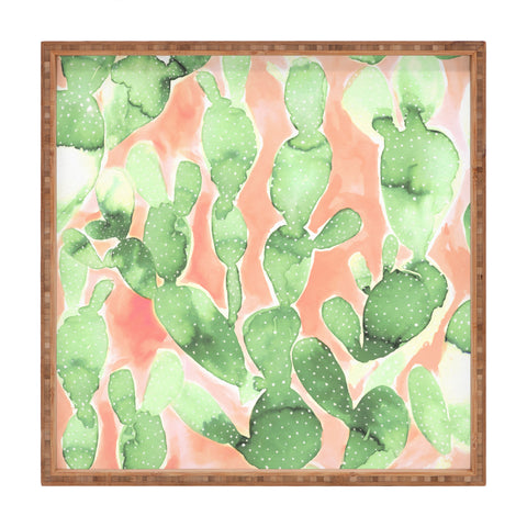 Jacqueline Maldonado Paddle Cactus Pale Green Square Tray