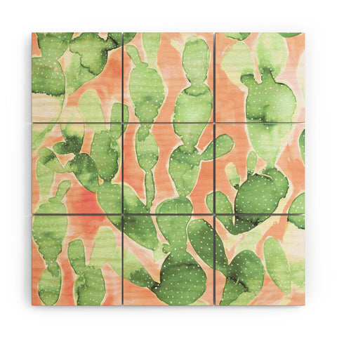 Jacqueline Maldonado Paddle Cactus Pale Green Wood Wall Mural