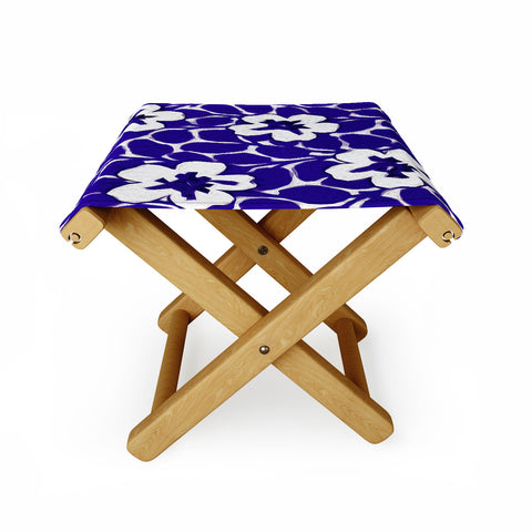Jacqueline Maldonado Painted Floral Cobalt Folding Stool