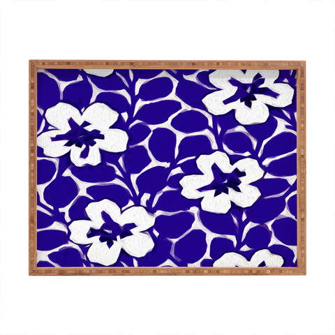 Jacqueline Maldonado Painted Floral Cobalt Rectangular Tray