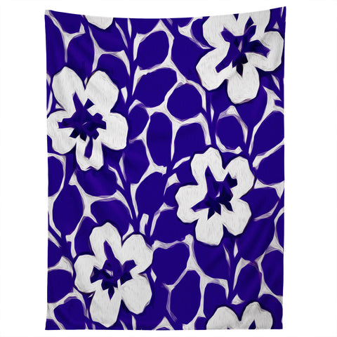 Jacqueline Maldonado Painted Floral Cobalt Tapestry