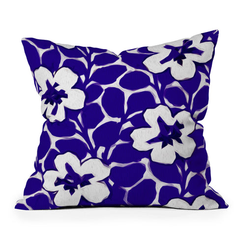 Jacqueline Maldonado Painted Floral Cobalt Throw Pillow