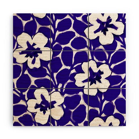 Jacqueline Maldonado Painted Floral Cobalt Wood Wall Mural