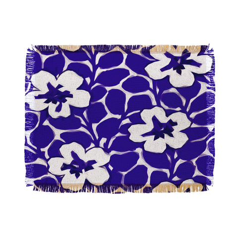 Jacqueline Maldonado Painted Floral Cobalt Throw Blanket
