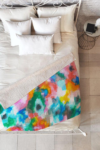 Jacqueline Maldonado Paradise Ikat Watercolor Fleece Throw Blanket