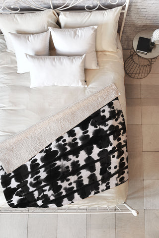 Jacqueline Maldonado Parallel Black and White Fleece Throw Blanket