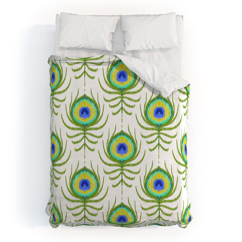 Jacqueline Maldonado Peacock Feather Ikat Duvet Cover