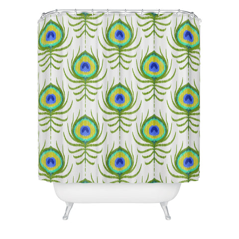 Jacqueline Maldonado Peacock Feather Ikat Shower Curtain