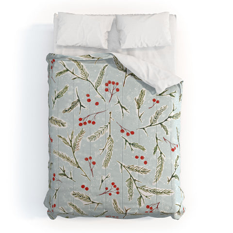 Jacqueline Maldonado Pine and Berries Cool Blue Comforter