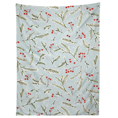 Jacqueline Maldonado Pine and Berries Cool Blue Tapestry