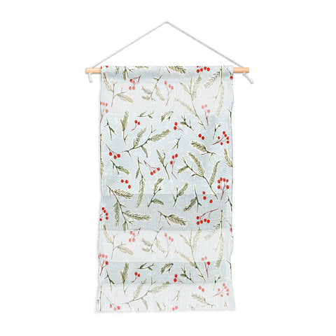 Jacqueline Maldonado Pine and Berries Cool Blue Wall Hanging Portrait