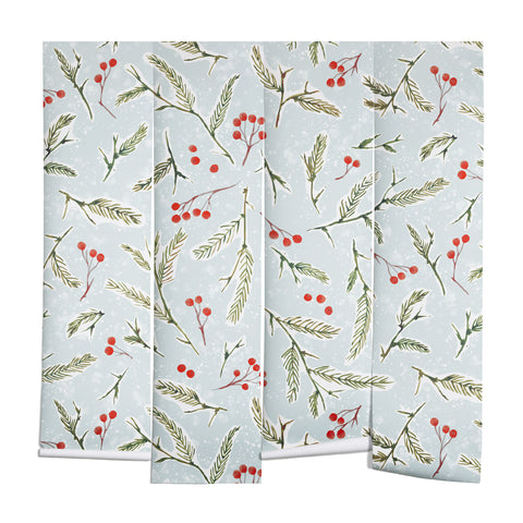 Jacqueline Maldonado Pine and Berries Cool Blue Wall Mural