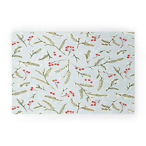 Jacqueline Maldonado Pine and Berries Cool Blue Welcome Mat