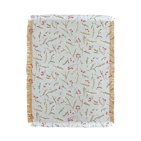 Jacqueline Maldonado Pine and Berries Cool Blue Throw Blanket
