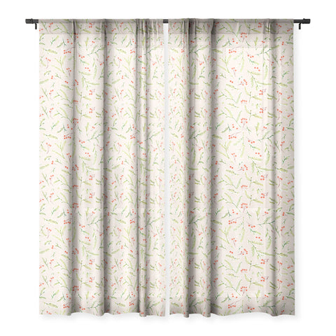 Jacqueline Maldonado Pine and Berries Crystal Pink Sheer Window Curtain