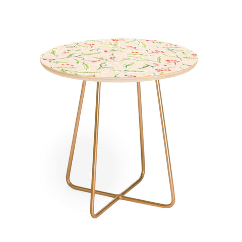 Jacqueline Maldonado Pine and Berries Crystal Pink Round Side Table