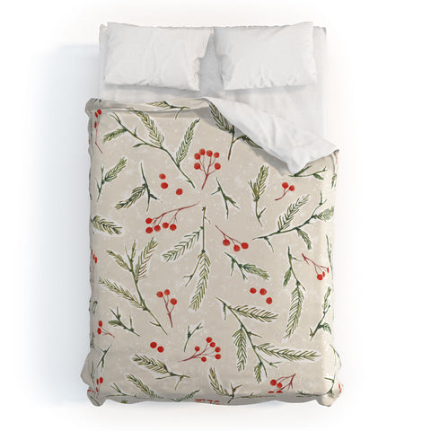Jacqueline Maldonado Pine and Berries Neutral Duvet Cover