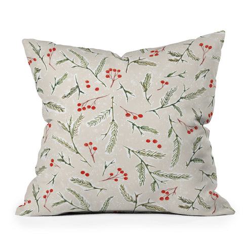 Jacqueline Maldonado Pine and Berries Neutral Throw Pillow