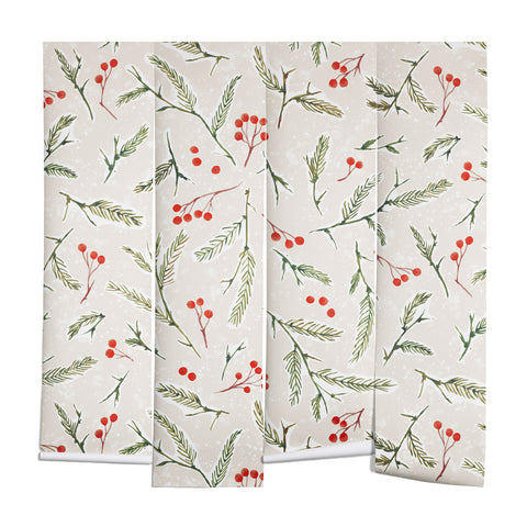 Jacqueline Maldonado Pine and Berries Neutral Wall Mural