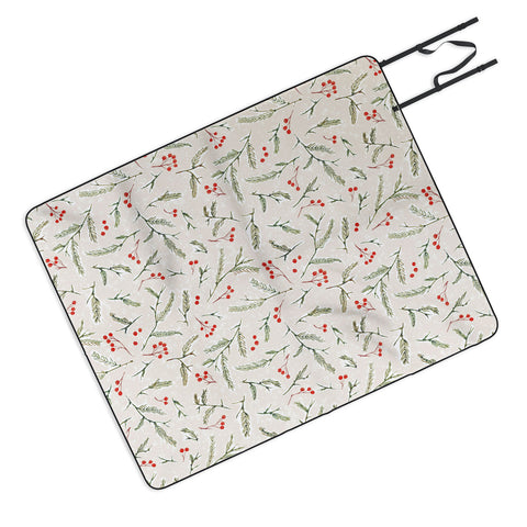 Jacqueline Maldonado Pine and Berries Neutral Picnic Blanket