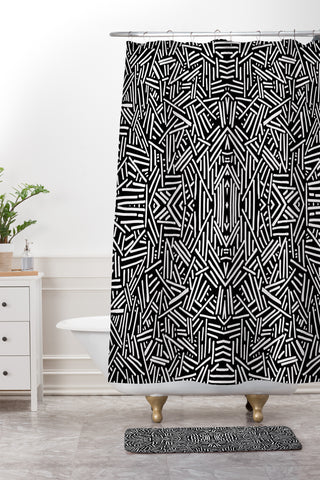 Jacqueline Maldonado Radiate Black White Shower Curtain And Mat