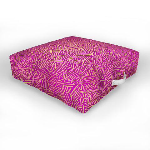 Jacqueline Maldonado Radiate Raspberry Gold Outdoor Floor Cushion